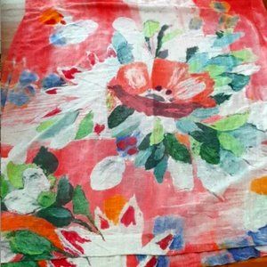 Anthropologie Gauze Linen curtains 82" x 55" Two Panels. White/Pink/Green/Blue